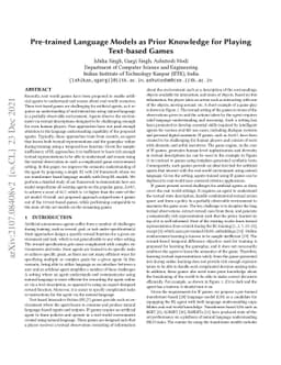 Pre-trained Language Models as Prior Knowledge for Playing Text-based
  Games