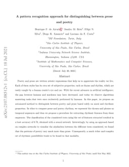 A pattern recognition approach for distinguishing between prose and
  poetry