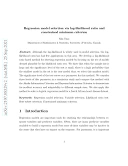Regression model selection via log-likelihood ratio and constrained
  minimum criterion