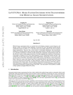 LeViT-UNet: Make Faster Encoders with Transformer for Medical Image
  Segmentation