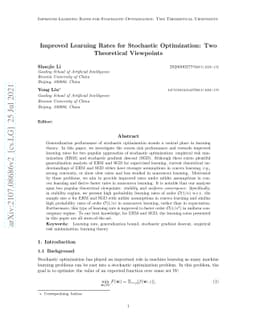 Improved Learning Rates for Stochastic Optimization: Two Theoretical
  Viewpoints