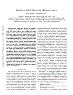 Optimizing Gait Libraries via a Coverage Metric