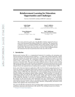 Reinforcement Learning for Education: Opportunities and Challenges