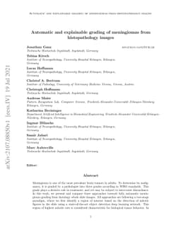 Automatic and explainable grading of meningiomas from histopathology
  images