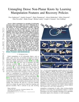 Untangling Dense Non-Planar Knots by Learning Manipulation Features and
  Recovery Policies