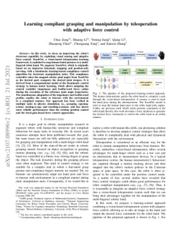Learning compliant grasping and manipulation by teleoperation with
  adaptive force control