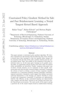 Constrained Policy Gradient Method for Safe and Fast Reinforcement
  Learning: a Neural Tangent Kernel Based Approach