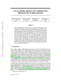 Can we globally optimize cross-validation loss? Quasiconvexity in ridge
  regression