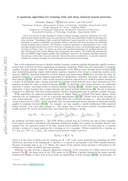 A quantum algorithm for training wide and deep classical neural networks