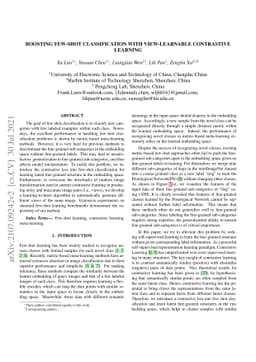 Boosting Few-Shot Classification with View-Learnable Contrastive
  Learning