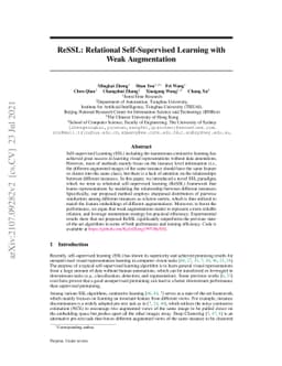 ReSSL: Relational Self-Supervised Learning with Weak Augmentation