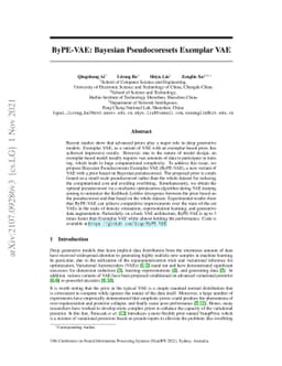 ByPE-VAE: Bayesian Pseudocoresets Exemplar VAE