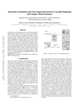 Joint Echo Cancellation and Noise Suppression based on Cascaded
  Magnitude and Complex Mask Estimation