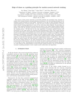 Edge of chaos as a guiding principle for modern neural network training