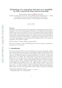 Estimation of a regression function on a manifold by fully connected
  deep neural networks