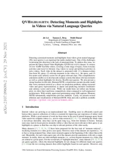 QVHighlights: Detecting Moments and Highlights in Videos via Natural
  Language Queries