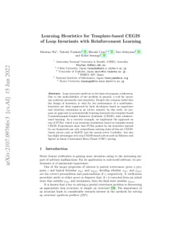 Learning Heuristics for Template-based CEGIS of Loop Invariants with
  Reinforcement Learning
