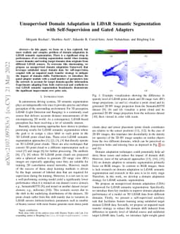 Unsupervised Domain Adaptation in LiDAR Semantic Segmentation with
  Self-Supervision and Gated Adapters