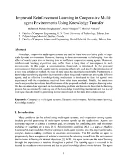 Improved Reinforcement Learning in Cooperative Multi-agent Environments
  Using Knowledge Transfer