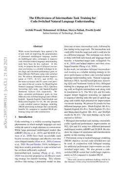 The Effectiveness of Intermediate-Task Training for Code-Switched
  Natural Language Understanding