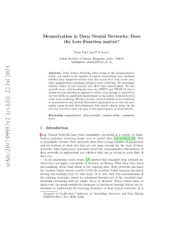 Memorization in Deep Neural Networks: Does the Loss Function matter?