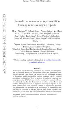 Neuradicon: operational representation learning of neuroimaging reports