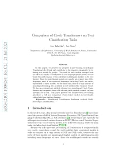 Comparison of Czech Transformers on Text Classification Tasks