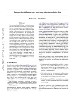Interpreting diffusion score matching using normalizing flow