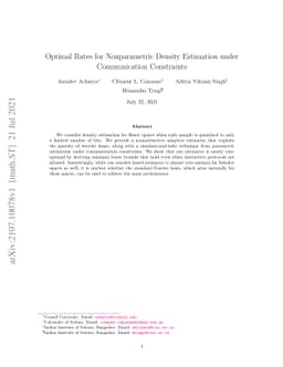 Optimal Rates for Nonparametric Density Estimation under Communication
  Constraints