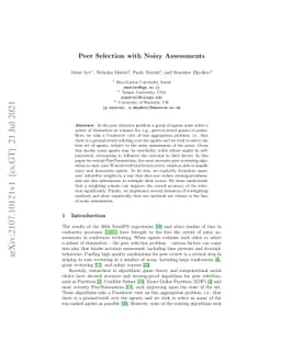 Peer Selection with Noisy Assessments