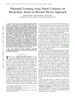Federated Learning using Smart Contracts on Blockchains, based on Reward
  Driven Approach