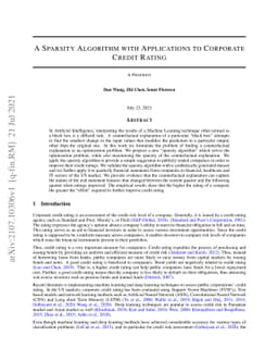 A Sparsity Algorithm with Applications to Corporate Credit Rating