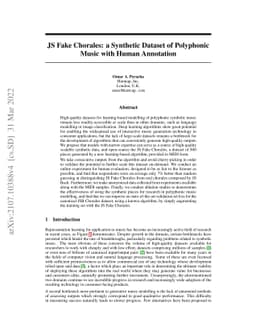 JS Fake Chorales: a Synthetic Dataset of Polyphonic Music with Human
  Annotation