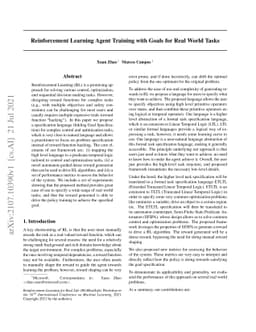 Reinforcement Learning Agent Training with Goals for Real World Tasks