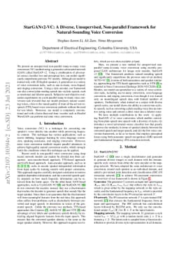 StarGANv2-VC: A Diverse, Unsupervised, Non-parallel Framework for
  Natural-Sounding Voice Conversion