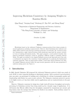 Improving Blockchain Consistency Bound by Assigning Weights to Random
  Blocks