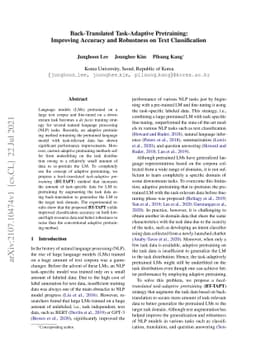 Back-Translated Task Adaptive Pretraining: Improving Accuracy and
  Robustness on Text Classification