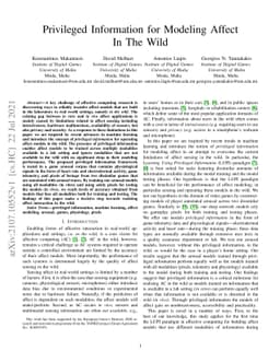 Privileged Information for Modeling Affect In The Wild