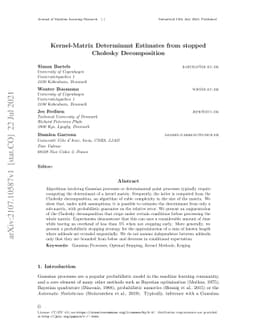 Kernel-Matrix Determinant Estimates from stopped Cholesky Decomposition