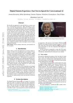 Digital Einstein Experience: Fast Text-to-Speech for Conversational AI