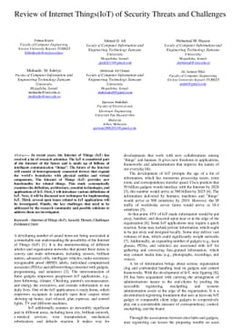 Review of internet of things of security threats and Challenges