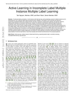 Active Learning in Incomplete Label Multiple Instance Multiple Label
  Learning