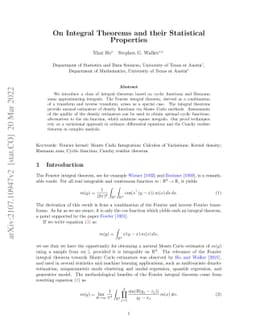 On Integral Theorems and their Statistical Properties