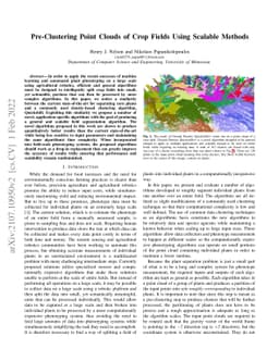Pre-Clustering Point Clouds of Crop Fields Using Scalable Methods