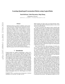 Learning Quadruped Locomotion Policies using Logical Rules