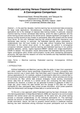 Federated Learning Versus Classical Machine Learning: A Convergence
  Comparison