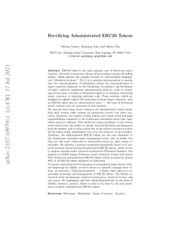 Rectifying Administrated ERC20 Tokens