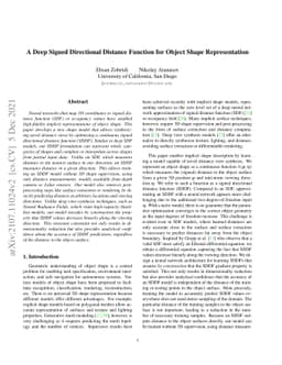 A Deep Signed Directional Distance Function for Object Shape
  Representation