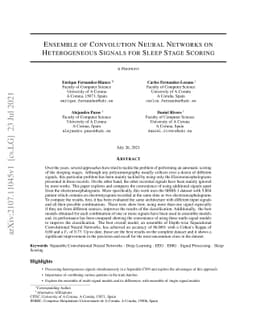Ensemble of Convolution Neural Networks on Heterogeneous Signals for
  Sleep Stage Scoring