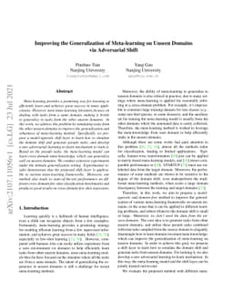Improving the Generalization of Meta-learning on Unseen Domains via
  Adversarial Shift